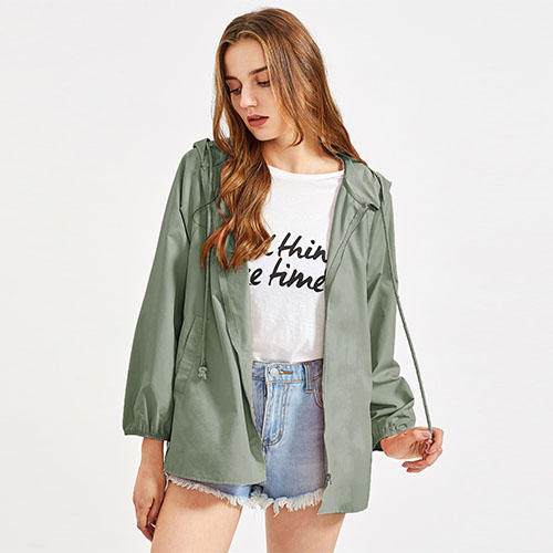 2018 Raglan Sleeve V Notch Side Hoodie Jacket