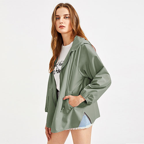 2018 Raglan Sleeve V Notch Side Hoodie Jacket
