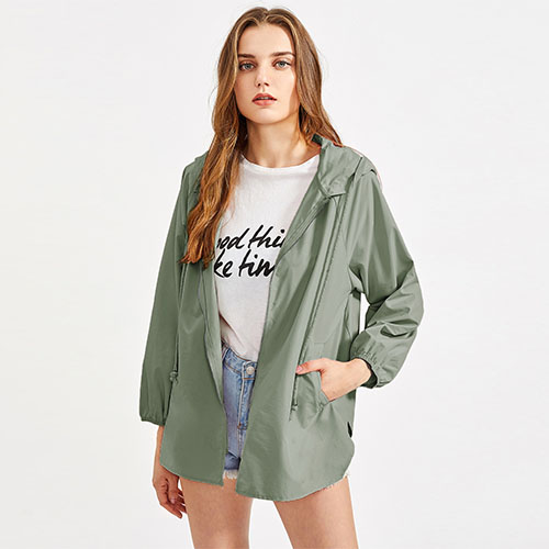 2018 Raglan Sleeve V Notch Side Hoodie Jacket