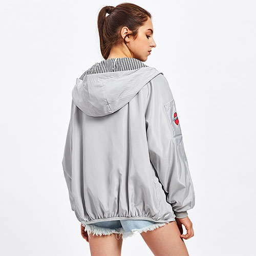 2018 Hot Letter Print Hooded Zip Up Jacket